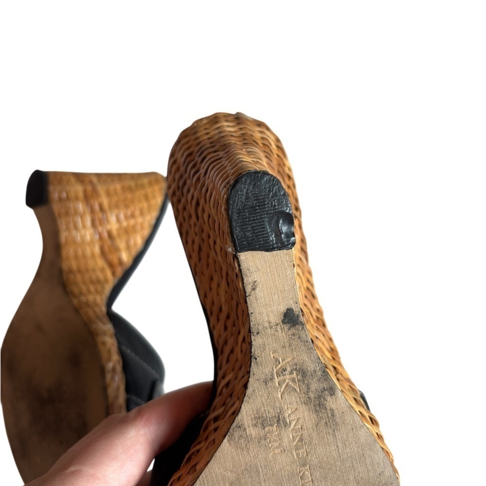 Anne Klein Black and Tan Wedge Mules Leather  size 7.5 - Picture 8 of 9